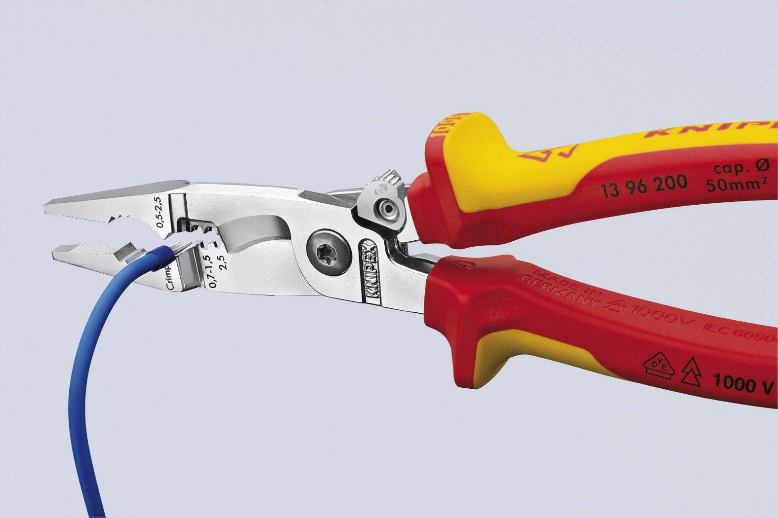 Knipex 13 96 200 klešta za električne instalacije izolovane, VDE, hromirane 200 mm - Slika 3