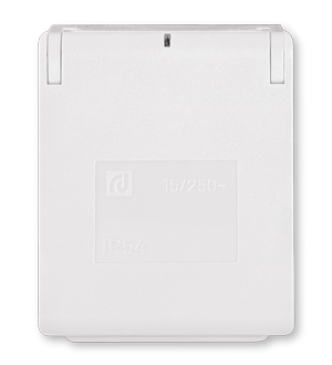 231.00 Priključnica dvopolna 16A 250V~ za ugradnju na panel IP54, bela