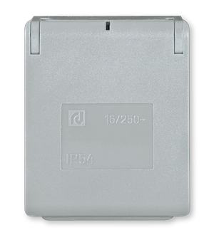 231.11 Priključnica dvopolna16A 250V~ za ugradnju na panel IP54, siva
