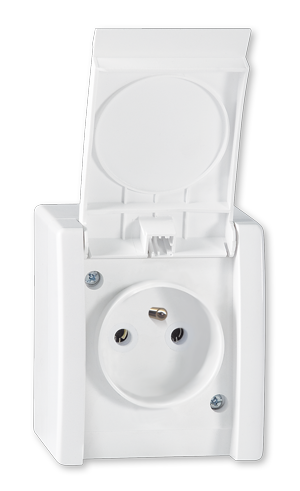 2451.00 Priključnica dvop. POWER plast. NF standrad IP44, bela