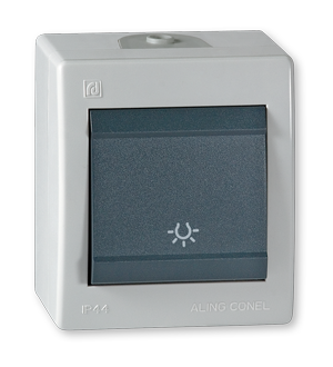 255.1A Taster sklopka za svetlo POWER 10A 250V~ IP44, sivo /ant