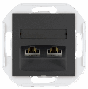 6015.E1 Mehan. komunik. priklj. PRESTIGE 2xRJ45 Cat 6 UTP, crni soft
