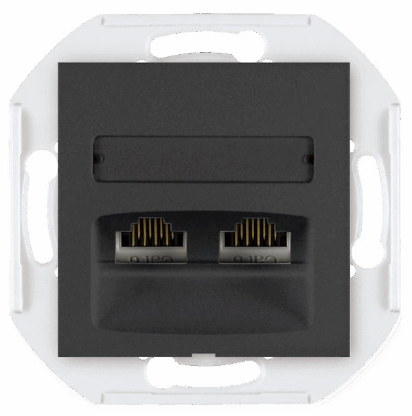 6015.E1 Mehan. komunik. priklj. PRESTIGE 2xRJ45 Cat 6 UTP, crni soft