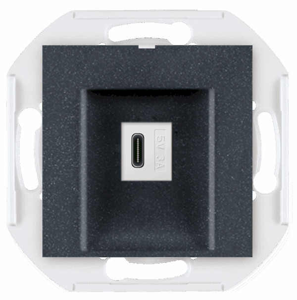 60166.2 Mehanizam USB C punjača PRESTIGE 3A 5V=, sivo-grafit