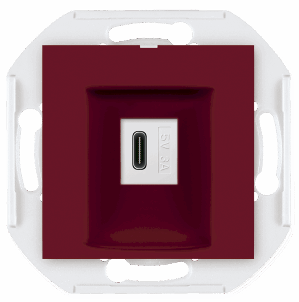 60166.3 Mehanizam USB C punjača PRESTIGE 3A 5V=, bordo