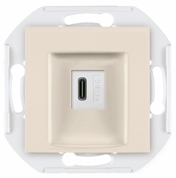 60166.9 Mehanizam USB C punjača PRESTIGE 3A 5V=, krem