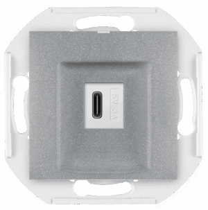 60166.S Mehanizam USB C punjača PRESTIGE 3A 5V=, metalik sreb.