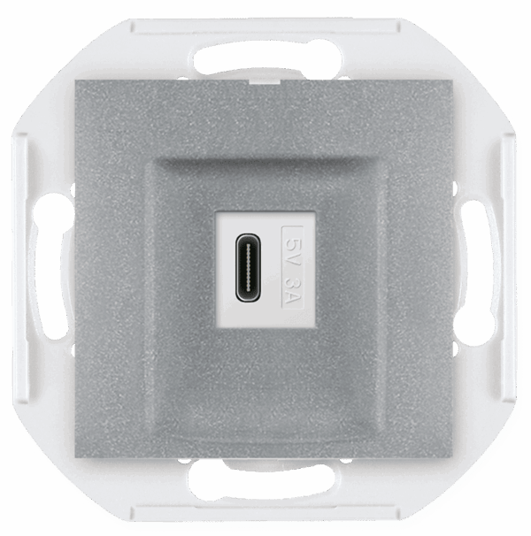 60166.S Mehanizam USB C punjača PRESTIGE 3A 5V=, metalik sreb.