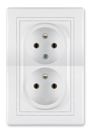 6045.00 Priključnica dvopolna PRESTIGE dupla NF standard, bela