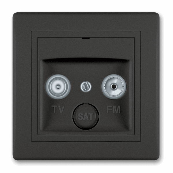 612P.E1E1 Priključnica antenska PRESTIGE TV/FM - prolazna, crna soft