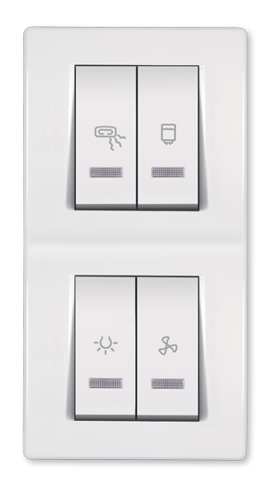 66914.00 Sklopka za kupatilo MODE indikat. 2x10+2x16A 250V~ verti
