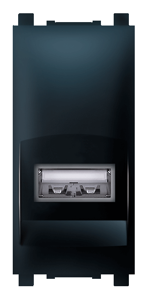 74284.E1 Priključnica EXP USB A/USB A female Keystone 1M, crna soft