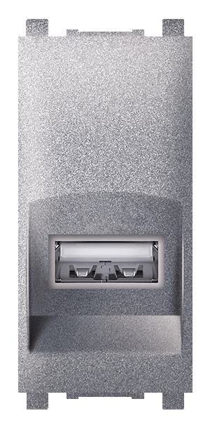74284.S Priključnica EXP USB A/USB A female Keystone 1M, silver