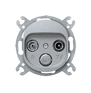 E612P.S Priključnica antenska bez maske EON TV/FM - prolazna, silver