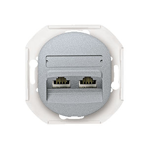 E6131.S Priključnica telefonska bez maske EON 2xRJ12 6/6 Cat 3, silver