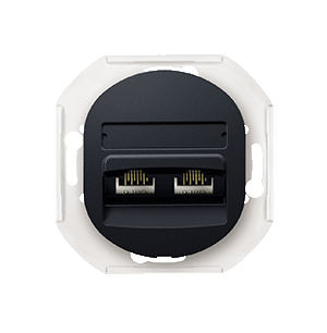 E614.E1 Priklj. komunikac. bez maske EON 2xRJ45 Cat 5e UTP, crna soft