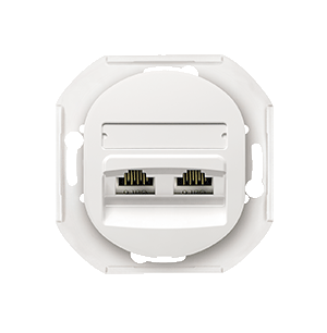 E615.0 Priključnica komunikac. bez maske EON 2xRJ45 Cat 6 UTP, bela