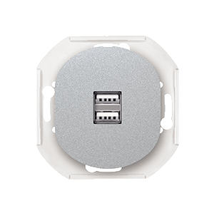 E6161.S USB punjač bez maske EON 2xUSB A 2,1A 5V=, silver