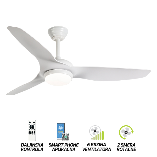 Plafonski ventilator sa svetiljkom FV3101-132 WH