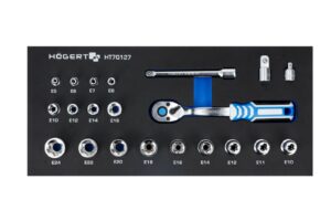 Hogert HT7G127 organizator eva set alata sa čegrtaljkom 3/8" 22 kom